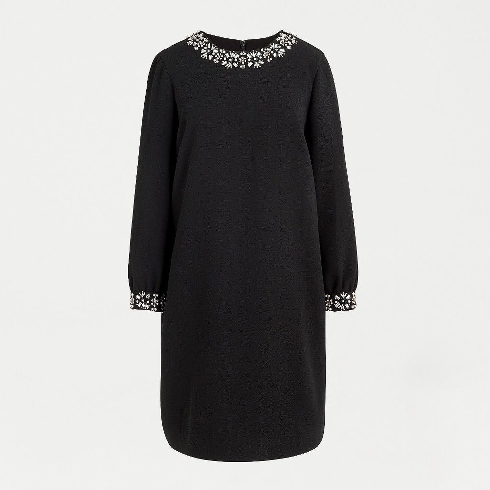 NWT J. Crew Jewel-embellished long-sleeve shift dress